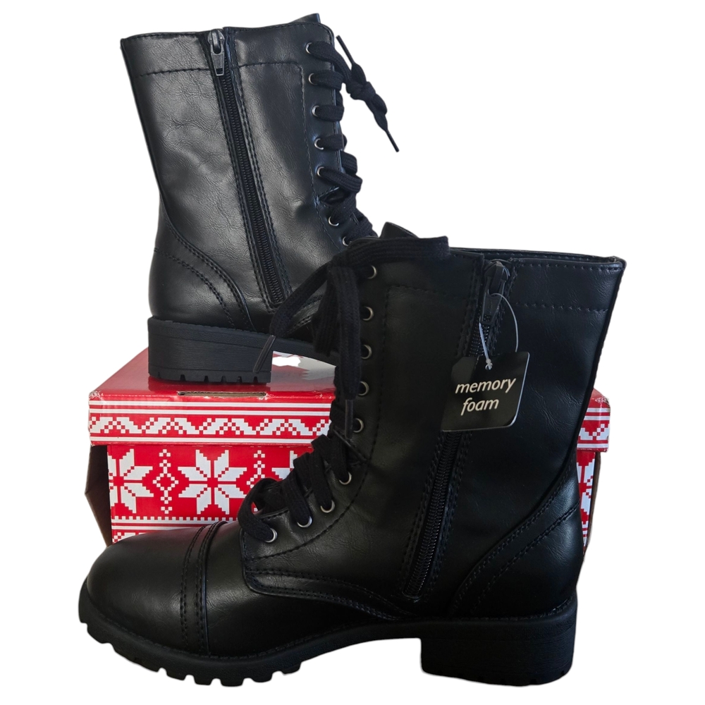 Arizona Jean Company Joyce Combat Boots Womens Size 9M Black Lace Up Memory Foam - Picture 1 of 14